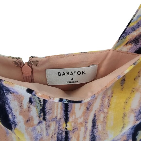 Aritzia Babaton Avenir Square Neck Sleeveless Midi Dress size 4 Watercolors Thig - Picture 8 of 13